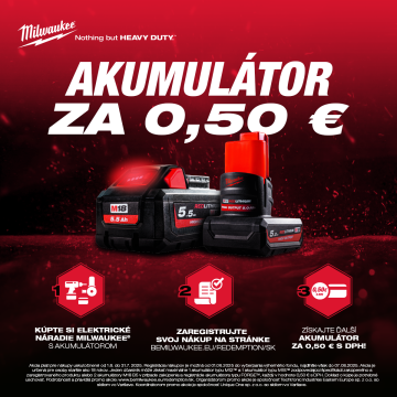 Milwaukee® akumulátor len za 0,50€ !